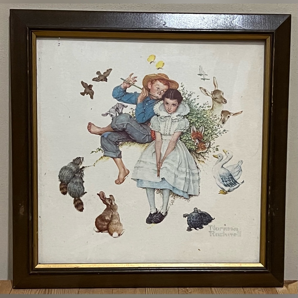 Vintage Norman Rockwell Print Sweet Song So Young 16 1/2”
